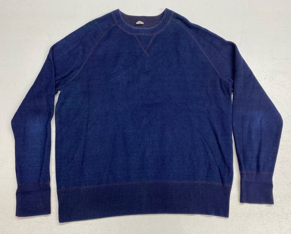 Men Arket Sweden Double Faced Indigo Cotton crewneck pullover sweatshirt L